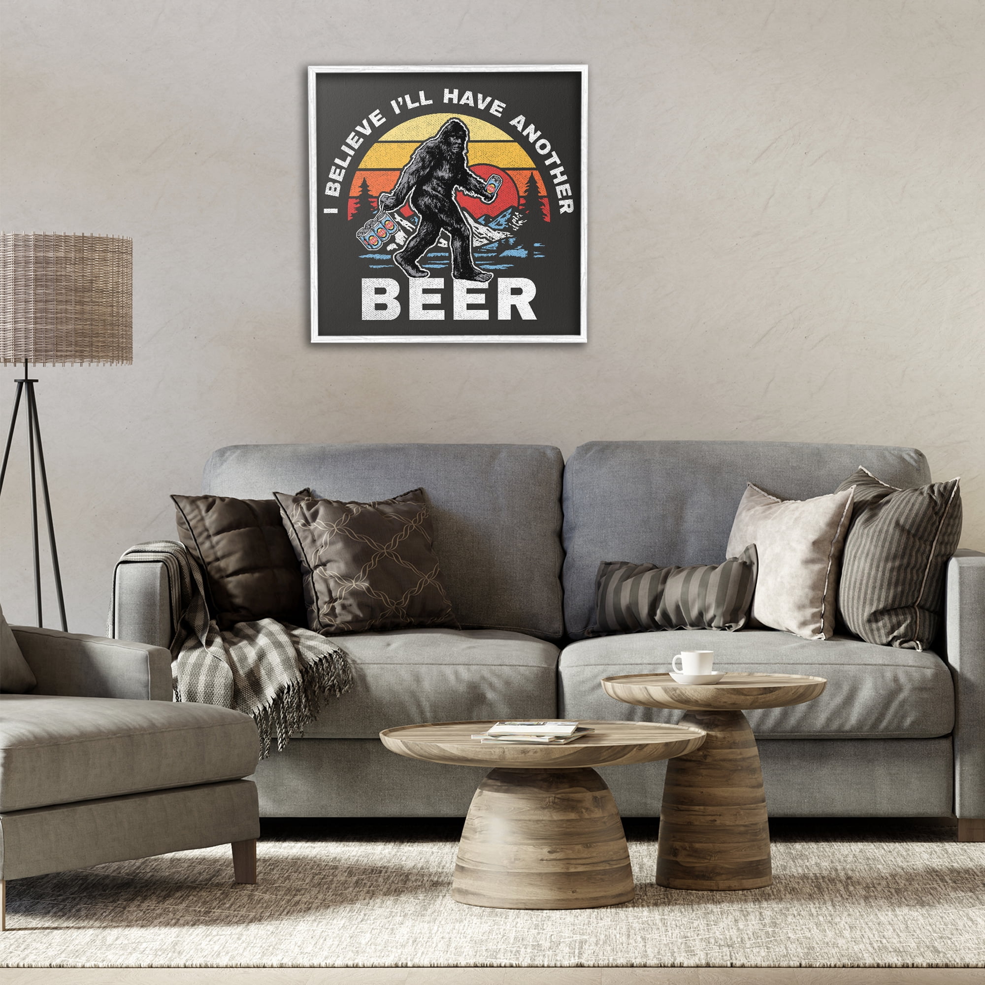 Stupell Industries Another Beer Monster Novelty Painting White Framed Art Print Wall Art, 24 x 24