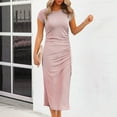 thumbnail image 2 of Bodycon Dresses For Women Sexy Fitted Ruched Casual Short Sleeve Neck Dress Comfortable Stretchy Flattering Party Outfit, 2 of 2