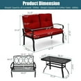 thumbnail image 4 of Spaco 2PCS Patio Loveseat Bench Table Furniture Set, Deluxe Outdoor Patio with Cushioned Chair-Red, 4 of 7