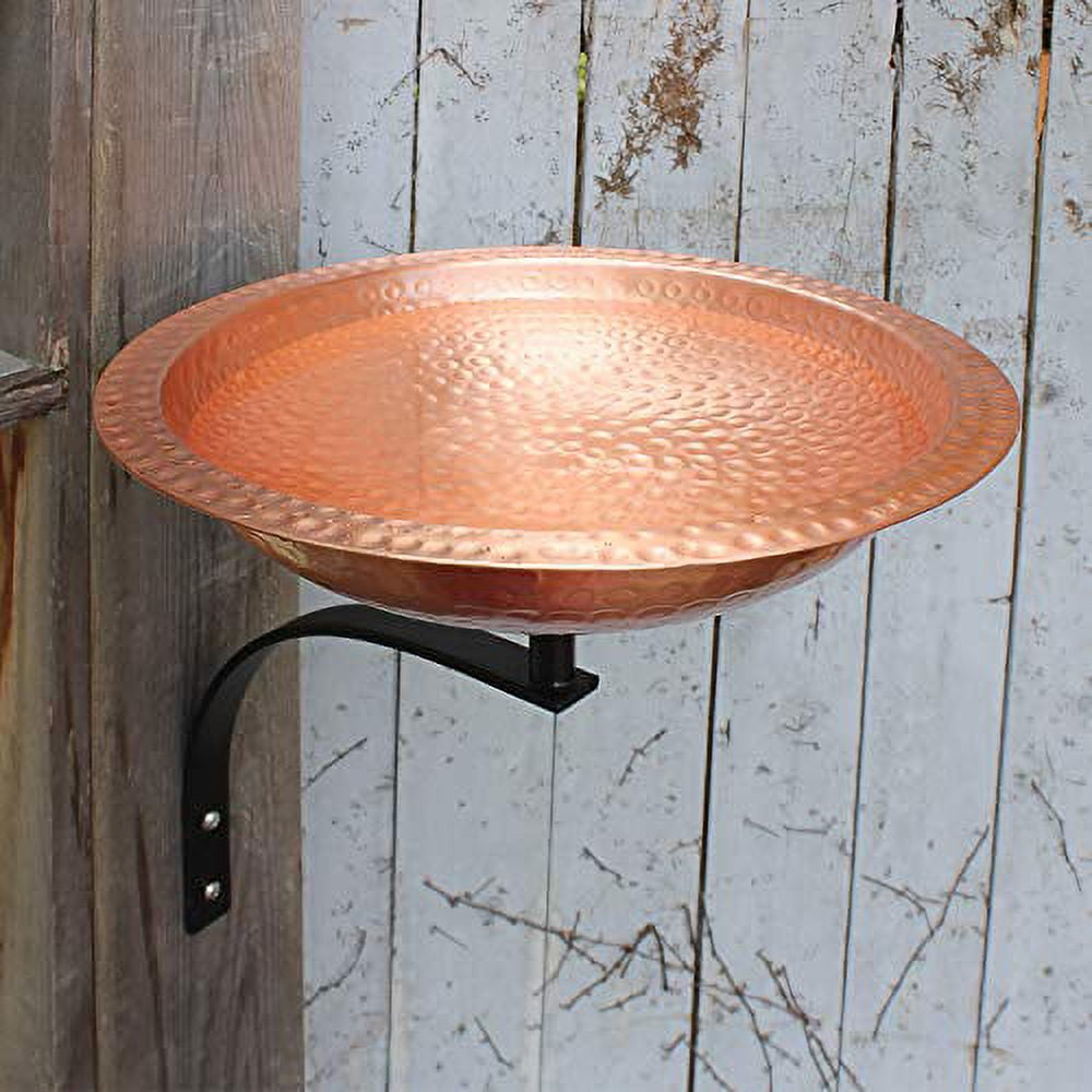 Achla Designs  Hammered Solid Copper Birdbath w/Wall Mount Bracket, 12.25 Inch Tall, Satin Copper