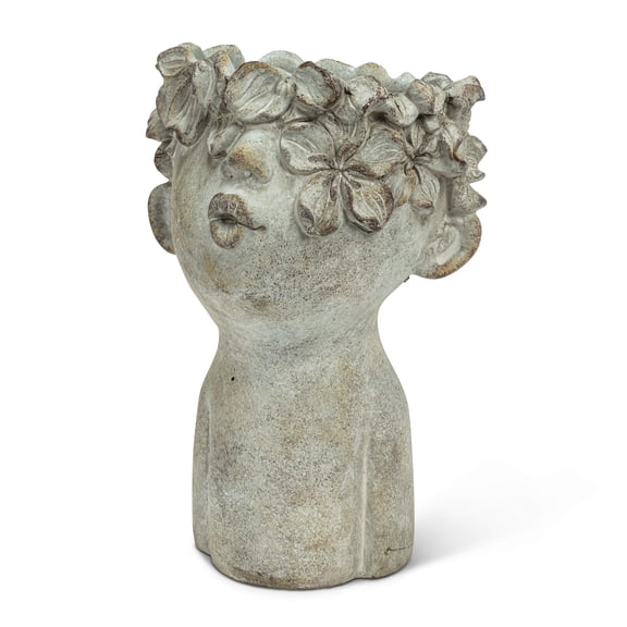 Abbott Collection 27-BACI-188-LG Lg Kissing Face Planter-10 H, Grey