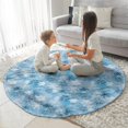 thumbnail image 3 of Light Blue Christmas Snowflake Pattern Round Blanket,Comfortable Soft Flannel Throw Blanket,All Season,Warm Lightweight Blankets for Sofa Bed Couch Living Room Chair 60"x60", 3 of 5