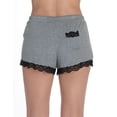 thumbnail image 3 of #followme Womens Pajamas Shorts with Lace Trim 6829-BLK-2X (Grey with Black Lace, 2X), 3 of 3