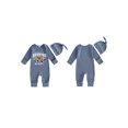 thumbnail image 2 of RUINIXCW 2 Pcs Infant Baby Boy Outfit Long Sleeve Crew Neck Deer/Mallard Duck Print Romper and Hat Set, 2 of 9