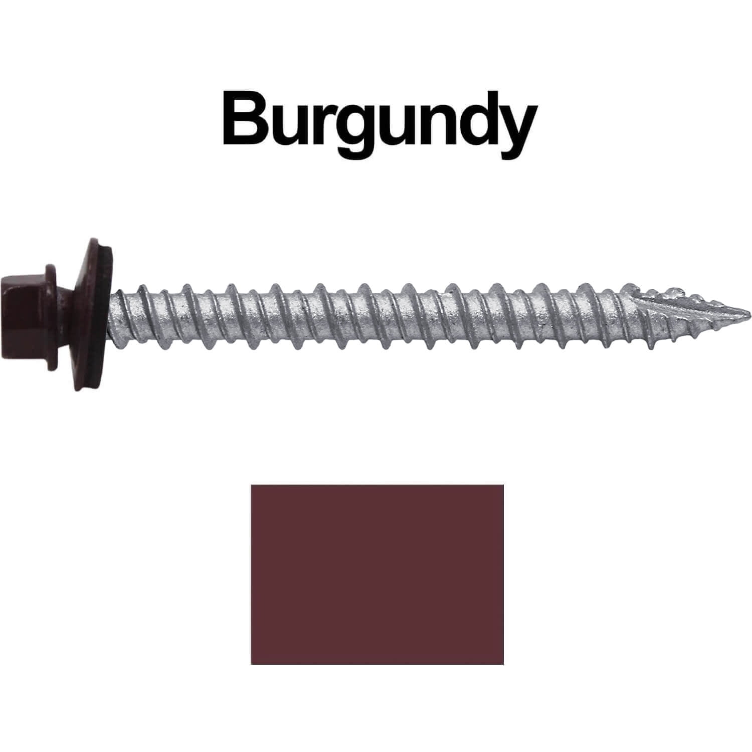 Metal ROOFING SCREWS (750) 10 x 2" Burgundy Hex Head Sheet Metal Roof