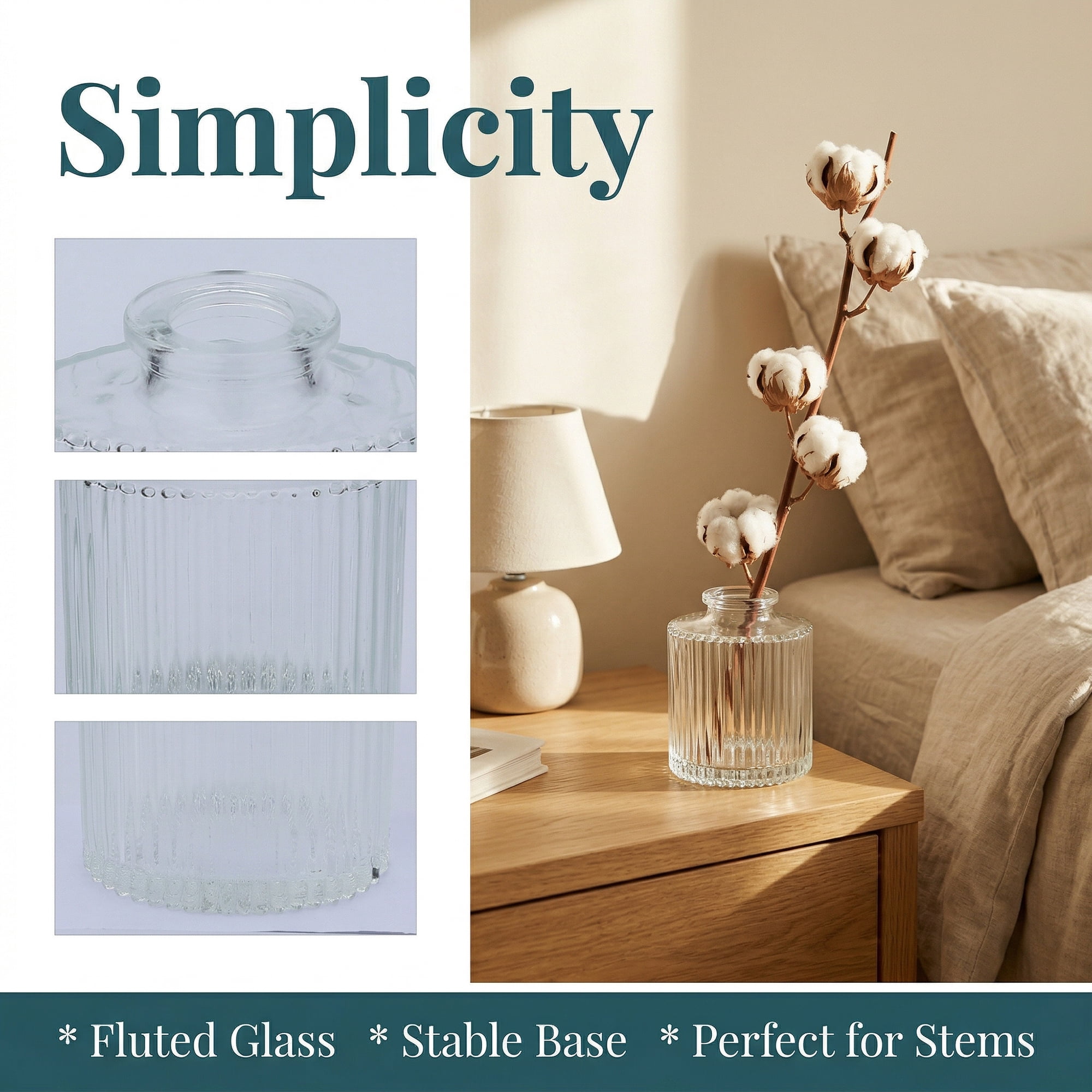 Unique Bargains Glass Bud Vases Set for Small Flower Vases lucid 2.6"L x 2.6"W x 3.1"H