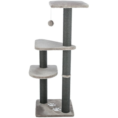 UPC: 4011905438849 | TRIXIE Altea Plush 3-Level 46.1 Cat Tree with Sisal Scratching Posts & Cat Toy Dark Gray