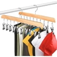 thumbnail image 3 of Wooden Hat Hanger Closet Organizer, Wooden Rotating Pants Hanger, Anti-Slip & Traceless Clips, Maximize Closet Space with Ease, 3 of 7