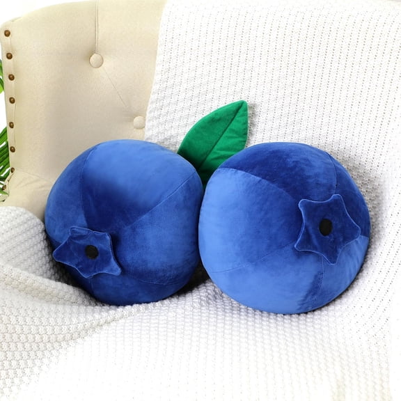 2 Pcs Blueberry Plush Cute Fruit Plush Blueberry Pillow Kawaii Decorative Hugging Gift Soft Stuffed Fun Plushies Novelty Pillow Toy Cushion Seat Decor for Home Kids Girl