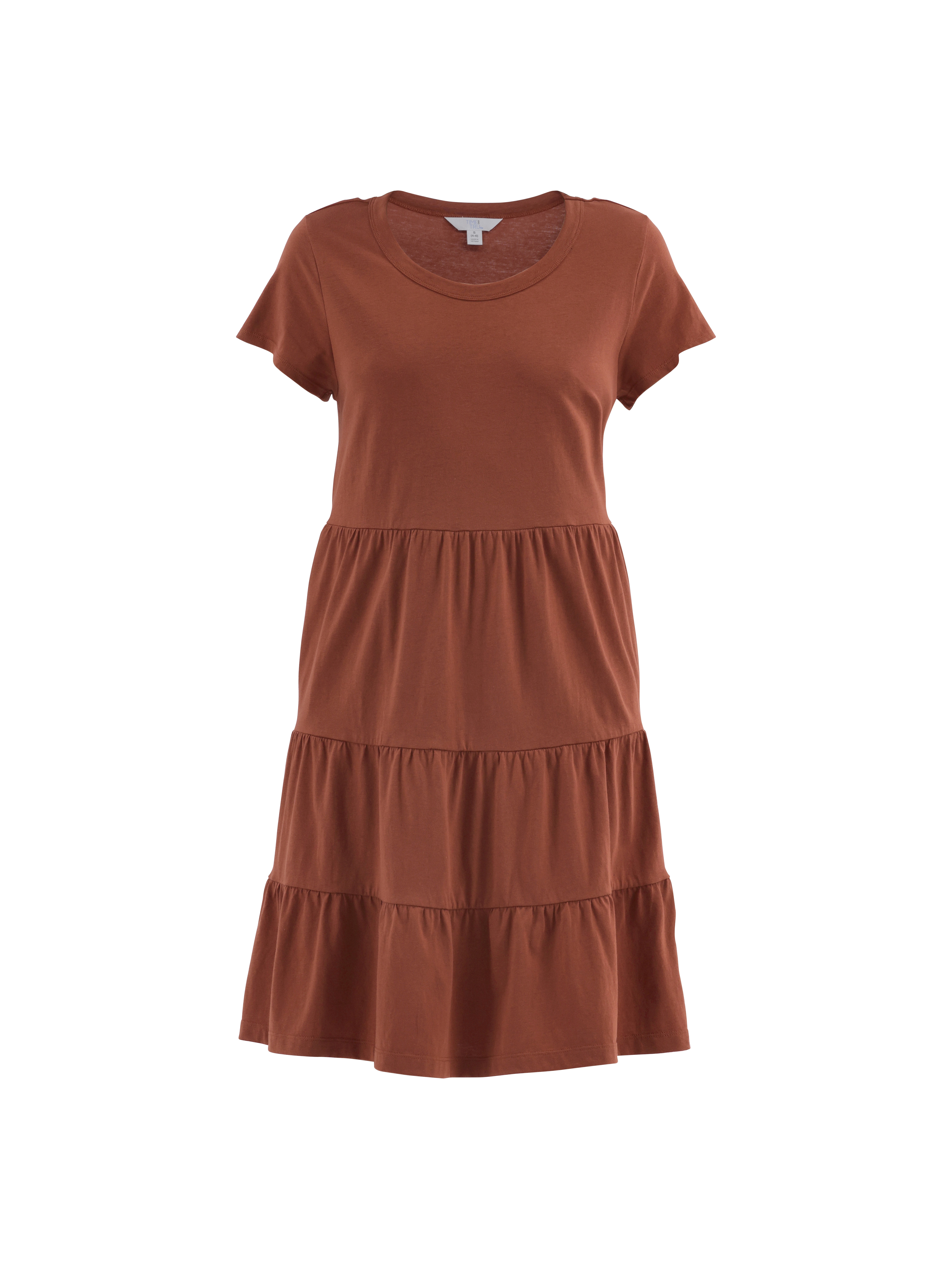 Time and Tru Women's and Women's Plus Tiered Cotton Dress, Sizes XS-4X