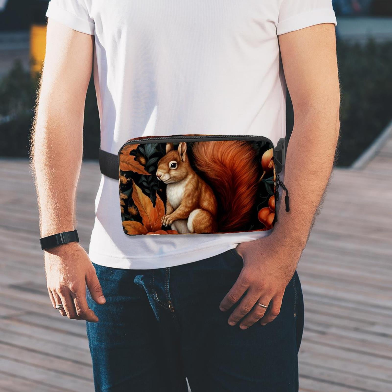 Squirrel Lightweight Adjustable Extension Strap Unisex Fanny Pack Waist Pack Cross Body Bag
