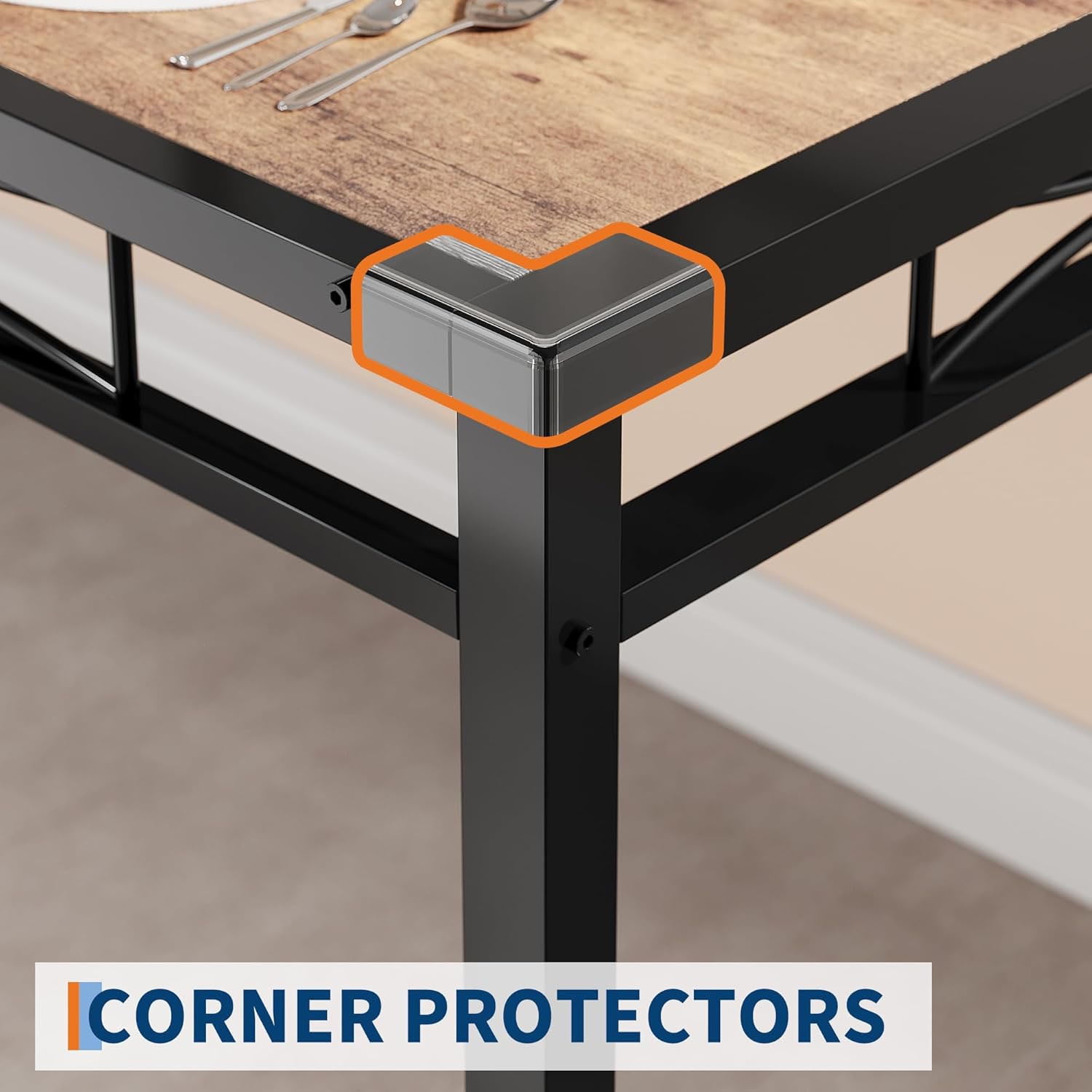 Studyset Dining Table Set for 4, Wood Kitchen Table with 4 Upholstered Chairs, Kitchen Table Chairs Set of 4 w/Collision Angle for Small Space, Dining Room, Apartment, Rustic Brown