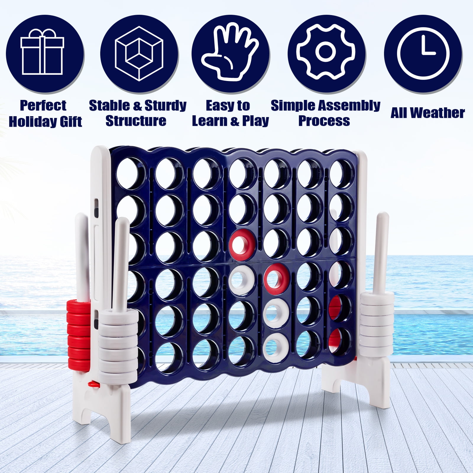 Topbuy 47.5'' x 17'' x 41'' Jumbo 4-to-Score Giant Game Set Lawn Games