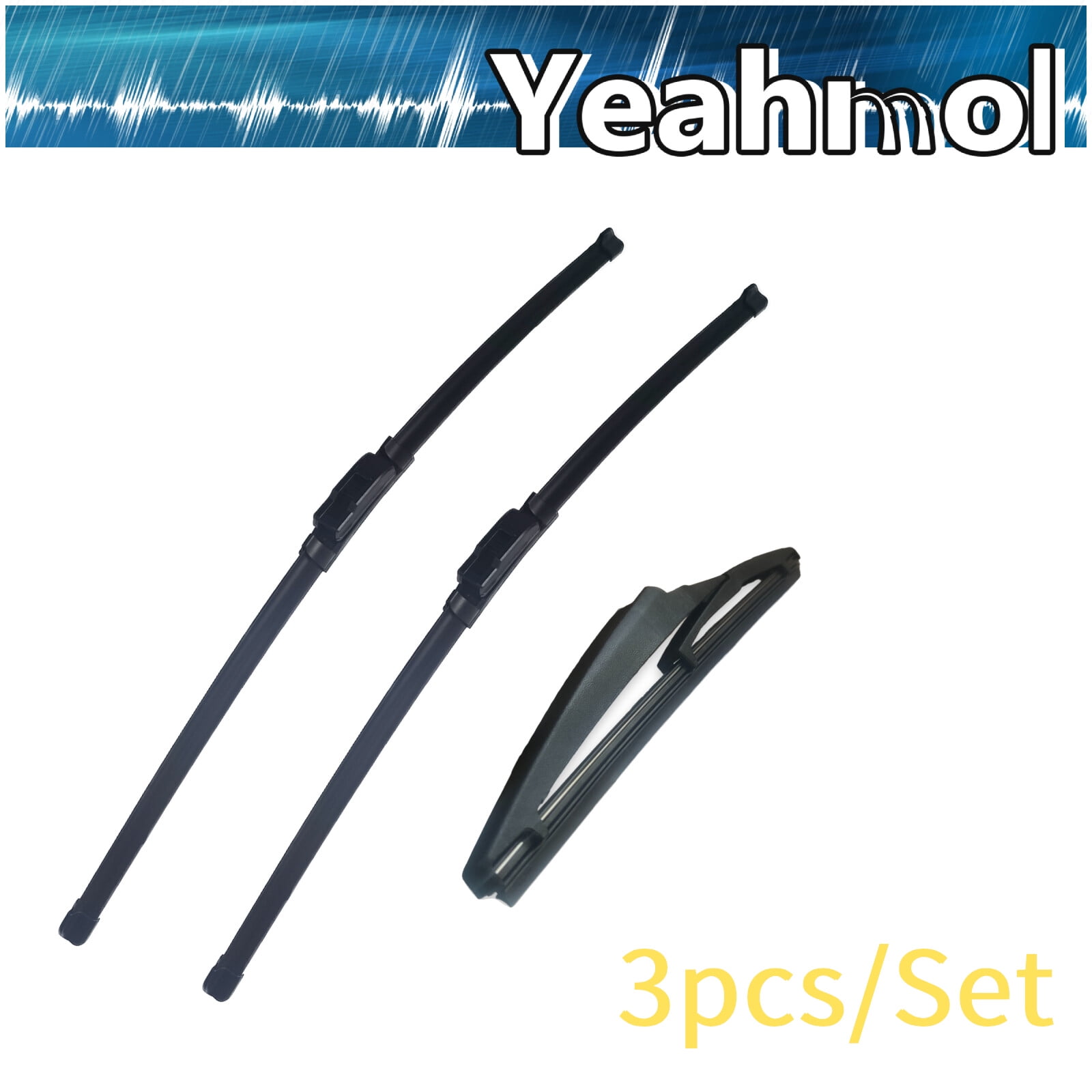 Yeahmol 3pcs Front & Rear Windshiled Wiper Blades Fit For Lexus NX350h 2024-2022, 26" 16" 12A, Universal J U Style for Front and Rear Window, Pack of 3, Y15Z9O9S
