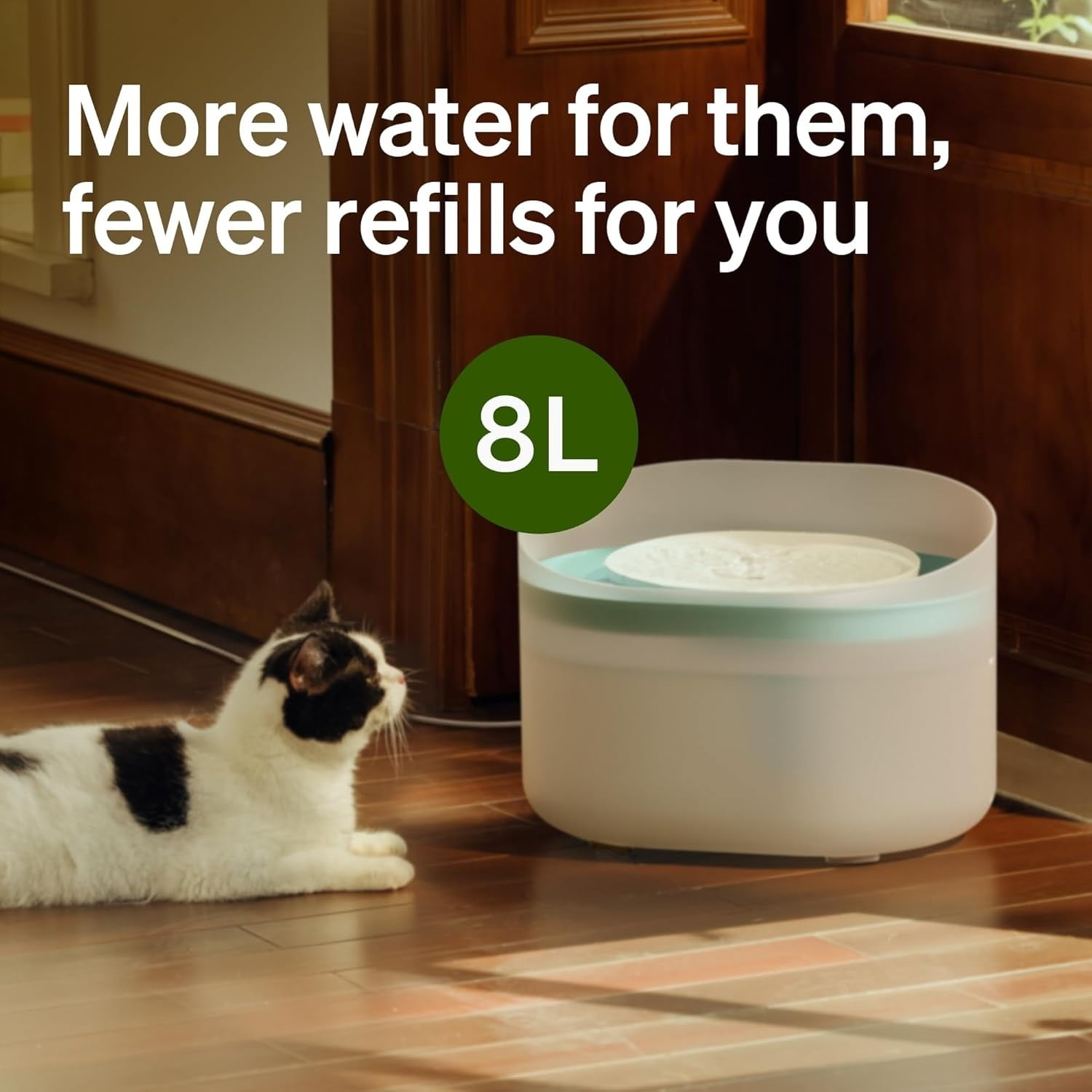 Dog Water Fountain, 2.1Gal/8L Capsule Dog Fountain for Medium to Large Dogs, Anti-Splash Dog Water Bowl Dispenser, Super Quiet Pet Water Fountain, Great for Dogs Cats and Multi-Pet Home