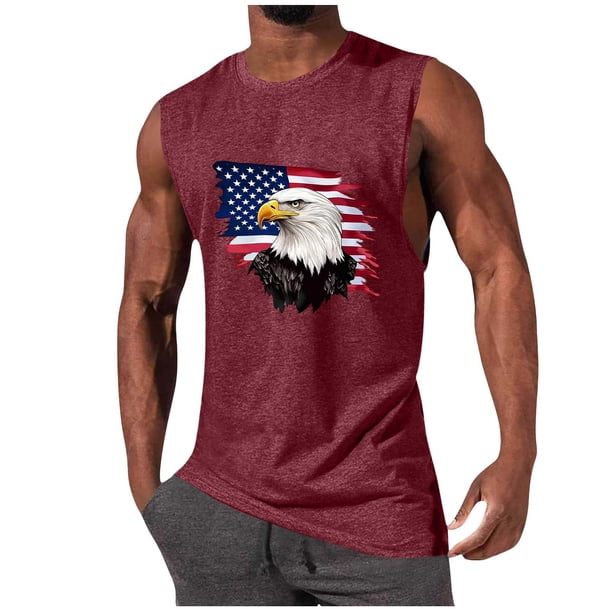 Tanque Deportivo de Cuello Redondo de la Impresión de la Moda Casual de los Hombres, Blusa de Poliéster sin Mangas para el Uso Diario Al Aire Libre