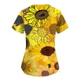 thumbnail image 3 of YDKZYMD Holiday Scrub Tops for Women Cute Sunflower Nurse Uniform Short Sleeve Scrub Shirt V Neck Graphic Scrub Tops with Pockets Orange 5XL, 3 of 3