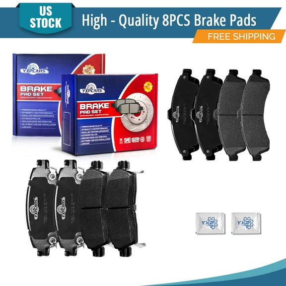 YXPCARS 8PCS Brake Pads(D882 D883), Front & Rear Ceramic Pads for Isuzu Ascender Buick Rainier Chevrolet SSR Trailblazer/Trailblazer EXT GMC Envoy/Envoy XL/Envoy XUV Saab 9-7x