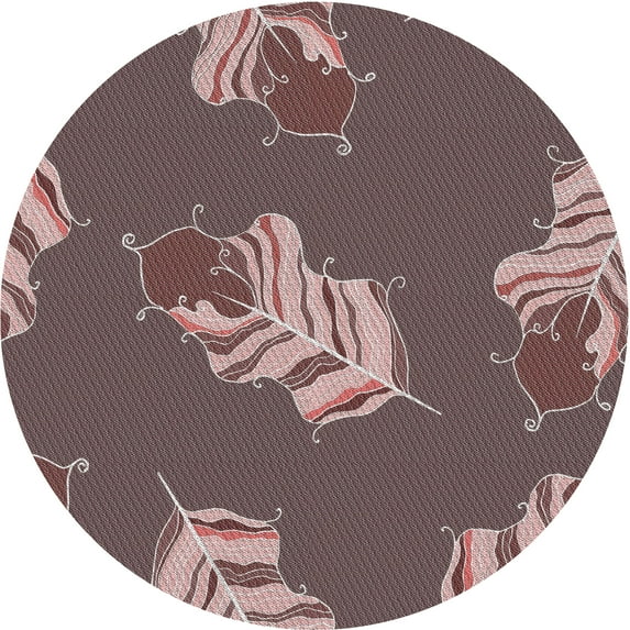 Ahgly Company Indoor Round Patterned Dark Brown Novelty Area Rugs, 7' Round