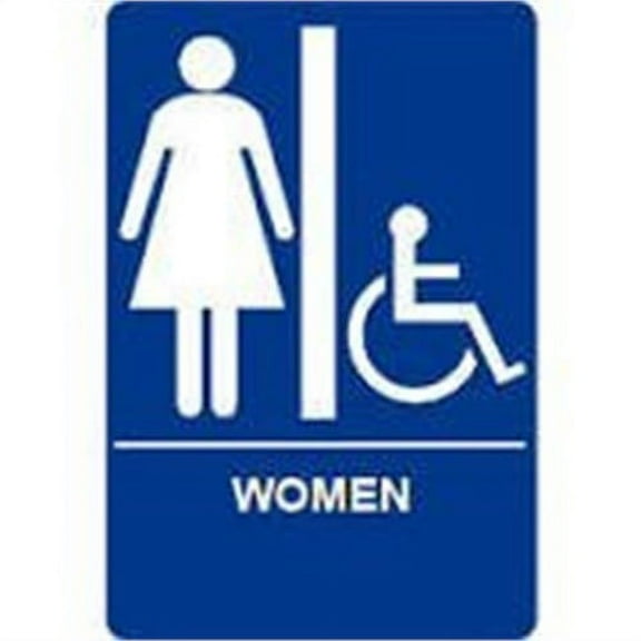 Don Hs-9070-05 Blue Restroom Sign Women 6 X 9 Handicap Brail