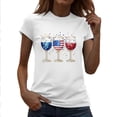 thumbnail image 2 of Women's 4th of July Graphic Tees Patriotic American Flag Wine Glass Shirts Casual Short Sleeve Summer Tops Independence Day Vacation Novelty Clothing, 2 of 5