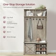 thumbnail image 4 of Hall Tree, Coat Rack with Shoe Bench, Entryway Furniture, Tri-Hooks, Rustic White and Honey Brown, 4 of 6