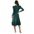 thumbnail image 3 of SAYOO Vestido Midi de Punto para Mujer, Sexy Manga Larga Puff Cuello Redondo Color Sólido Vestido con Lazo en la Espalda SAYOO  Moda, 3 of 9