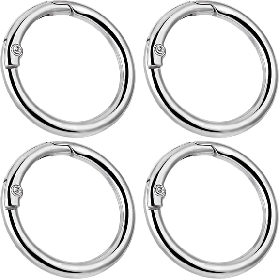 ZHZFKQ Carabiner Round 25 Mm, 4 Pieces Key Rings Stainless Steel Key Ring Carabiner Ring Carabiner Snap Hook Key Ring Diy Key Chain Accessories for Keys Crafts