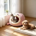 thumbnail image 4 of Sahpxhe Cat Bed, Angler Fish Shaped Warm Winter Plush Cave Pet Bed With Hanging Pom pom Toy For Indoor Cats And Small Dogs, 4 of 6