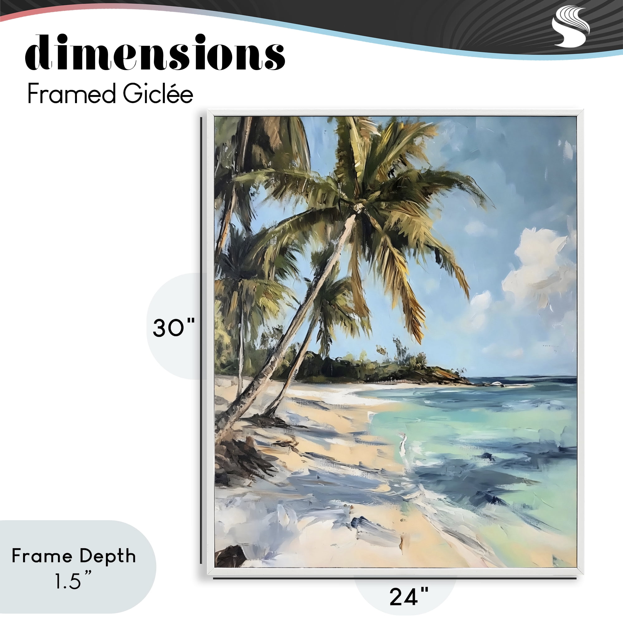 Stupell Industries Tropical Coastline Palm Frond Shadows White Framed Giclee Art, design by Franklyn Gregory