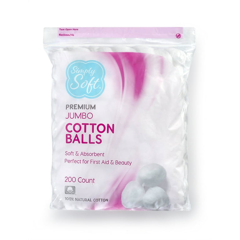 Simply Soft Premium Cotton Balls, 100% Clean, Pure, Natural Cotton Balls,  600 Count - Walmart.com