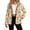 Autumn Goose Pumpkin, variant on Fleece Jacket for Women Sherpa Lined Coat Toile De Jouy Village Fuzzy Shacket Cardigan with Pockets, Casual Fall Winter Clothes, Snap Button, Stand Collar, for Vacation, Small