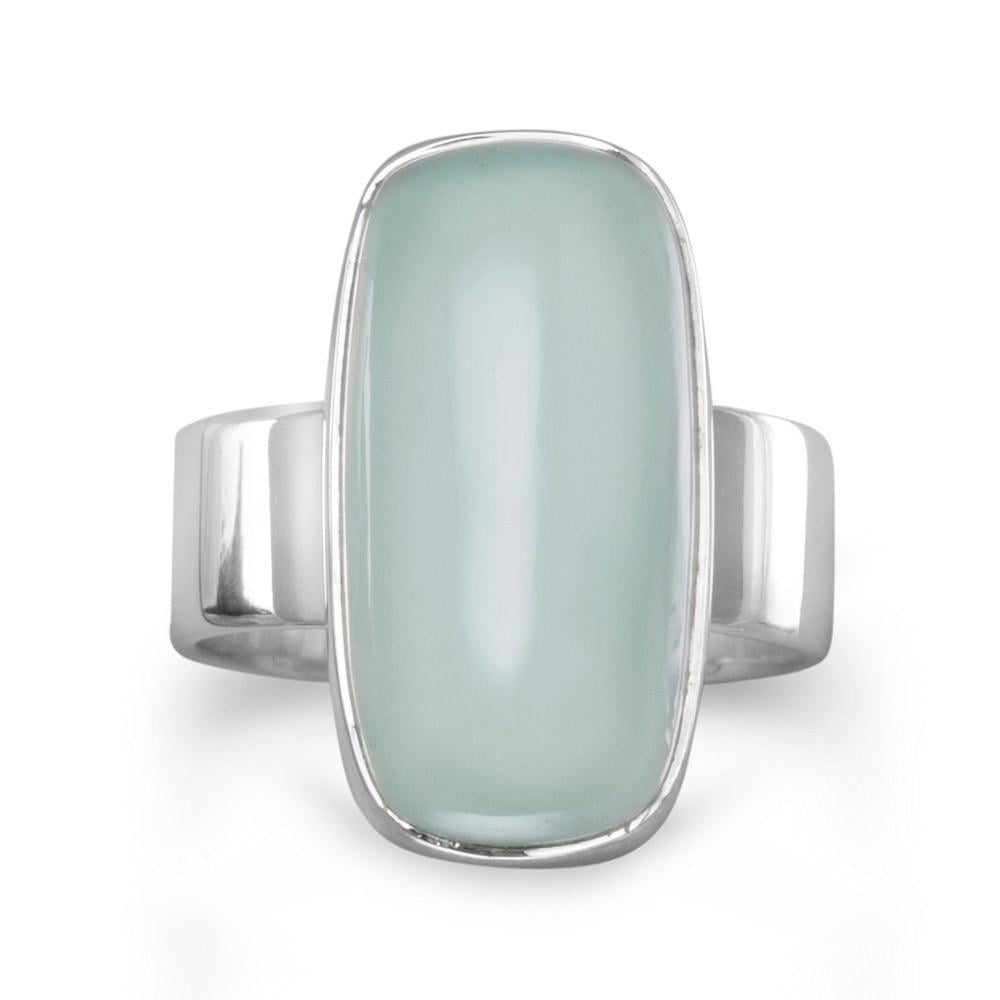 925 Sterling Silver Natural Cushion Chalcedony Cocktail Ring For Christmas Gift