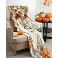 thumbnail image 3 of Fall Pumpkin Vintage Maple Leaf Thanksgiving Flannel Blanket for Bed,Travel and Camping, Super Soft Cozy Blanket for All Seasons 40"x50", 3 of 6