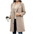 thumbnail image 2 of Stamzod Wool Coats for Women Solid Color Single Breasted Long Sleeve Peacoat Womens Coat Casual Outerwear Beige B S, 2 of 4