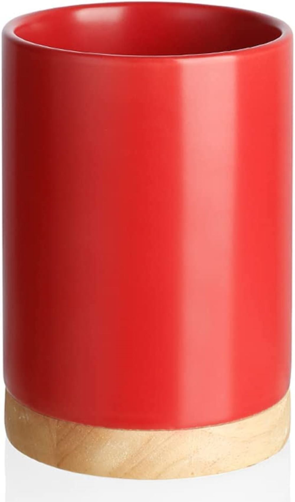 SWEEJAR Kitchen Utensil Holder with Wooden Bottom, 6.7" Ceramic Utensil