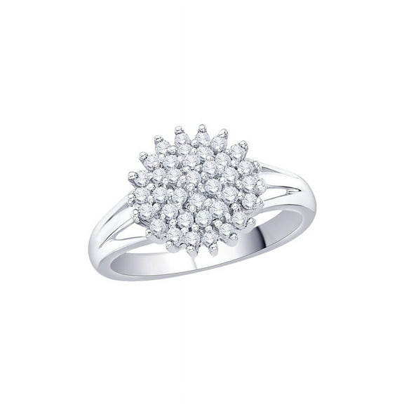 KATARINA Diamond Cluster Fashion Ring in 10K White Gold (1/2 cttw, I-J, I1-I2) (Size-6)