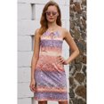 thumbnail image 4 of Women Purple Orange Bicolor Bohemian Print Keyhole Front Dress, 4 of 7
