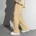 thumbnail image 4 of TOWED22 Cargo Sweatpants for Teen Boys Casual Elastic Waist Drawstring Sweat Pants Teens Active Workout Joggers Pant Pockets Khaki,6-7 Y, 4 of 7
