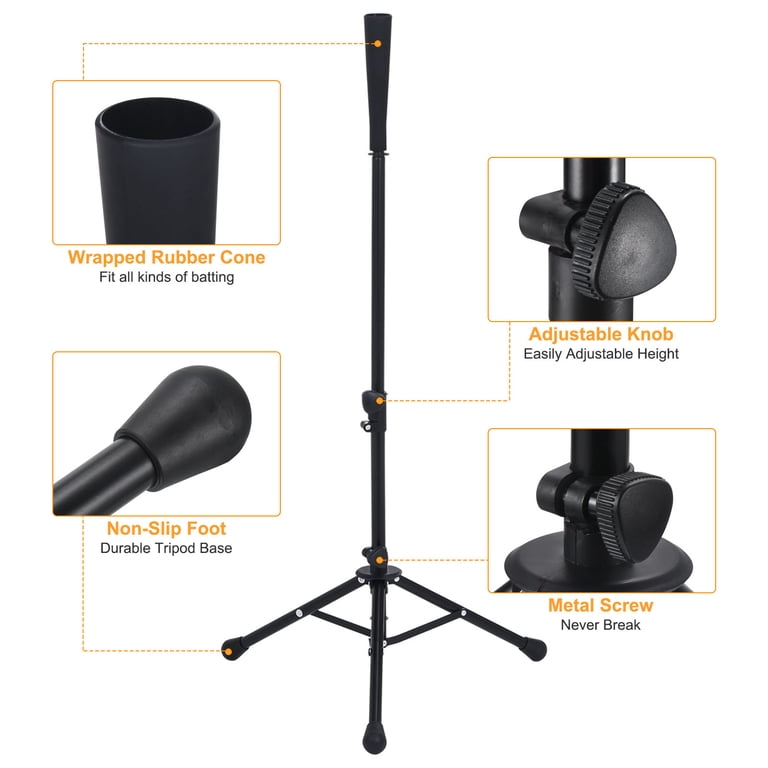 Tee De Frappage Baseball PEROUP – Portable, Hauteur 25-41 Pouces – Noir – Neuf