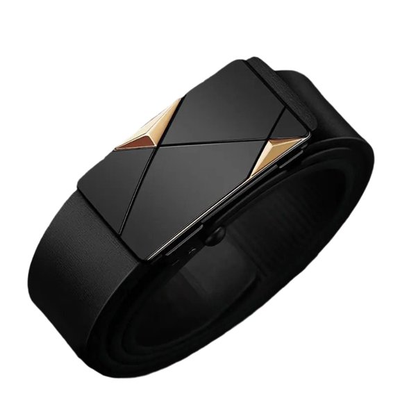Mens Dress Belts Hole-Free PU Automatic Buckle Belt for Business Casual Suit Pants