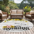 thumbnail image 4 of Large Round Rug 8Ft Washable Non-Slip, Sunflowers Circle Area Rugs for Living Room Bedroom, Spring Botanical Truck Pig Wooden Grain Indoor Floor Mats Carpet Runner for Home Decor, 4 of 8