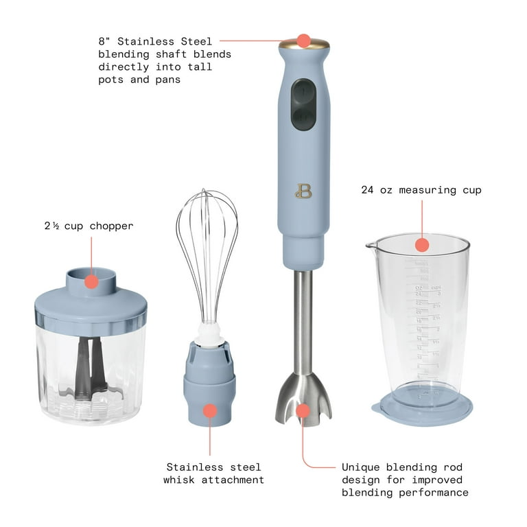 Beautiful 2-Speed Immersion Blender with Chopper & Measuring Cup, Cornflower Blue by Drew Barrymore, Size: One Size