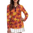 thumbnail image 2 of Aplkyhs Fall Maple Leaf Golf Shirts for Women Long Sleeve Cloth Quarter Zip Lightweight Fit Plain Machine Washable Suitable for Outdoor Sports for Winter Outdoor Sports, 2 of 7