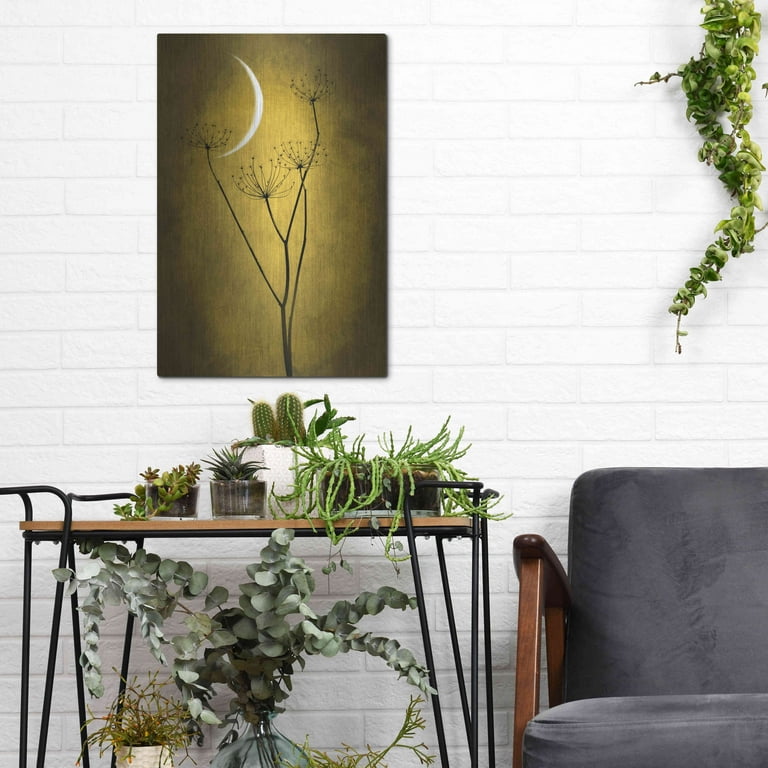 Luxe Metal Art 'Yellow Crescent Moon' by Philippe Sainte