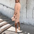 thumbnail image 6 of Sngxgn Women's V Neck Swing Ruffle Long Sleeve Mini Dress(Beige,L), 6 of 8