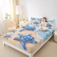 thumbnail image 4 of Manfei Sea Turtle Bed Sheets Set King Size, Blue Starfish Bed Sheets King, Kawaii Sealife Bedding King Size, Microfiber Bedroom Decorative, 4 Pieces, 4 of 7