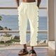 thumbnail image 1 of Pantalones largos para hombre, informales, de vacaciones, con bolsillo, cordón, color liso, cintura elástica, pantalones cortos para hombre, 1 of 4