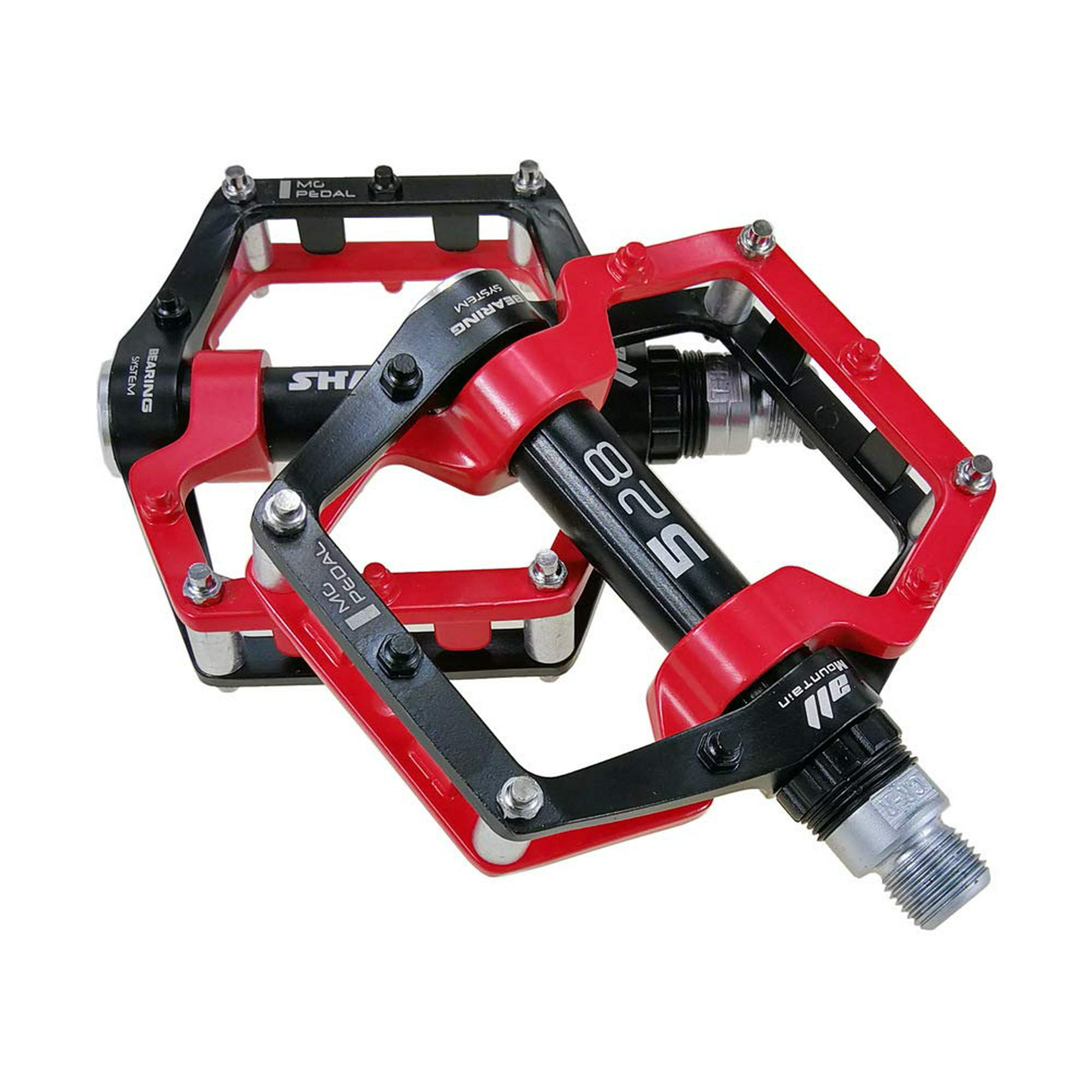 Black Red 528 shanmashi Mountain Bike MTB Pedals Aluminium Bicycle BMX Flat Pedal with Removable Non Slip Studs 9 16 Walmart