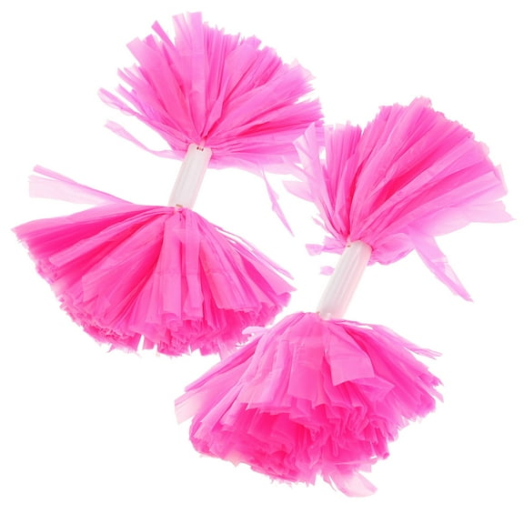 2PCS Pom Poms for Cheerleading Squad Team Sports Party Pink with Handle